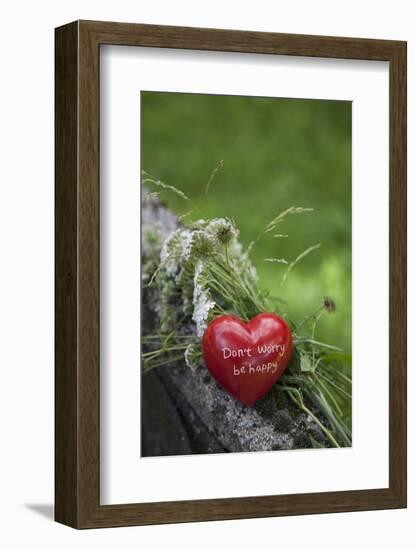 Heart, Red, Text, Flowers, Grass, Wild Chervil-Andrea Haase-Framed Photographic Print