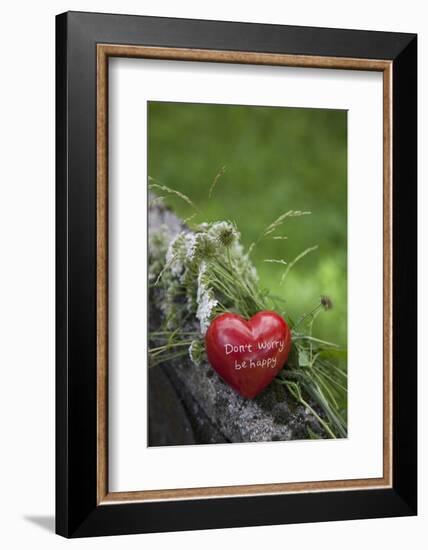 Heart, Red, Text, Flowers, Grass, Wild Chervil-Andrea Haase-Framed Photographic Print