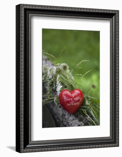 Heart, Red, Text, Flowers, Grass, Wild Chervil-Andrea Haase-Framed Photographic Print