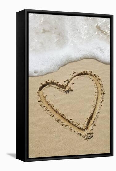 Heart-shape Drawn In Sand-Tony Craddock-Framed Premier Image Canvas