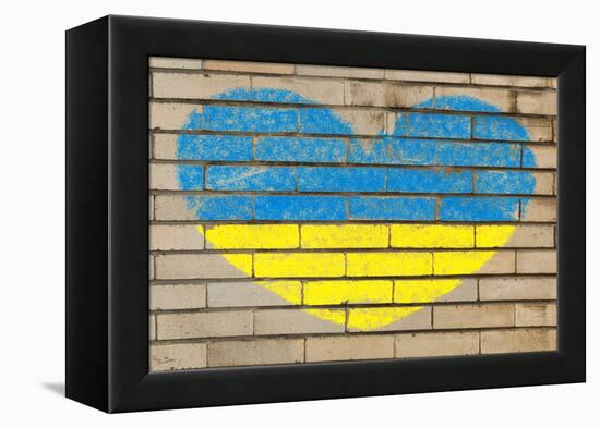Heart Shape Flag of Ukraine on Brick Wall-vepar5-Framed Premier Image Canvas