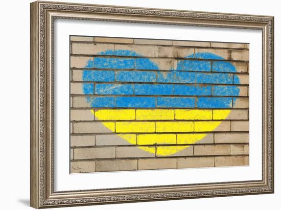 Heart Shape Flag of Ukraine on Brick Wall-vepar5-Framed Photographic Print