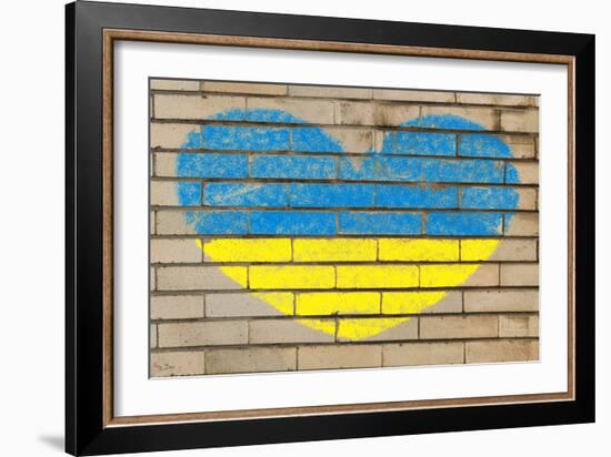 Heart Shape Flag of Ukraine on Brick Wall-vepar5-Framed Photographic Print