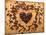 Heart Shape From Brown Coffee Beans, Close-Up On Old Vintage Wooden Background-ouh_desire-Mounted Art Print