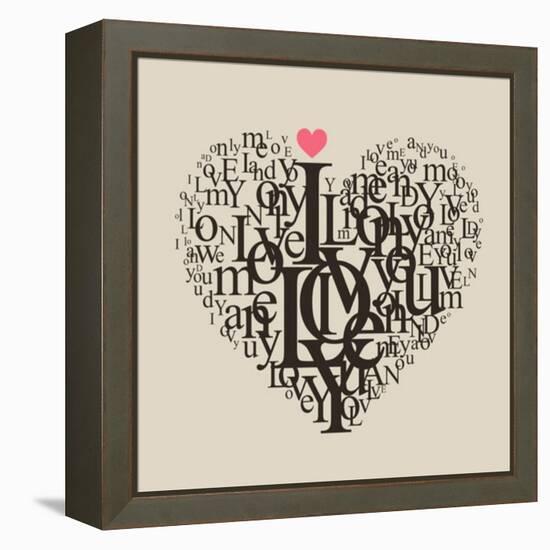 Heart Shape From Letters - Typographic Composition-feoris-Framed Stretched Canvas