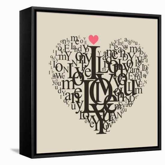 Heart Shape From Letters - Typographic Composition-feoris-Framed Stretched Canvas