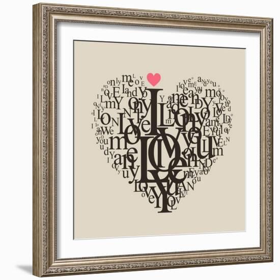 Heart Shape From Letters - Typographic Composition-feoris-Framed Art Print