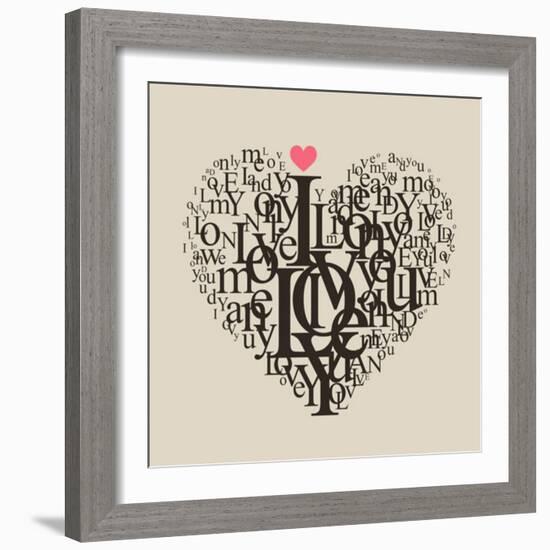 Heart Shape From Letters - Typographic Composition-feoris-Framed Art Print