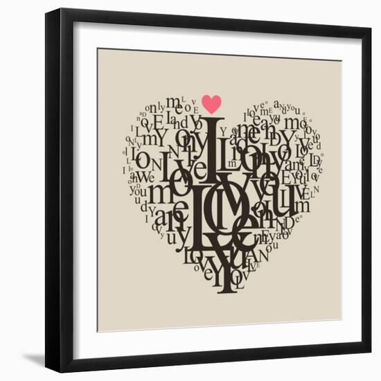 Heart Shape From Letters - Typographic Composition-feoris-Framed Art Print