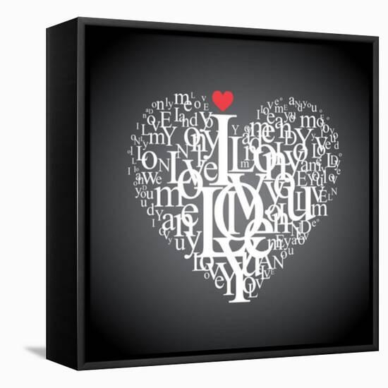 Heart Shape From Letters - Typographic Composition-feoris-Framed Stretched Canvas