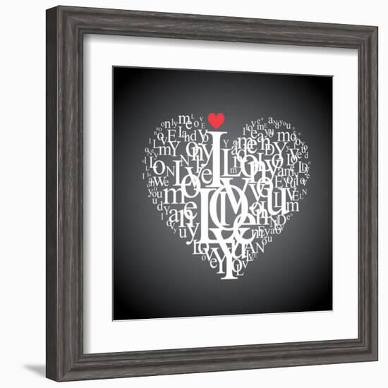 Heart Shape From Letters - Typographic Composition-feoris-Framed Art Print