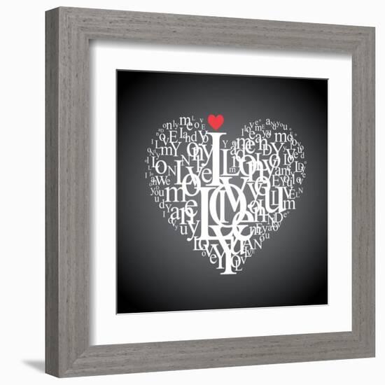 Heart Shape From Letters - Typographic Composition-feoris-Framed Art Print