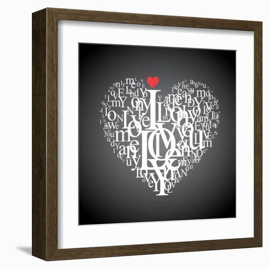 Heart Shape From Letters - Typographic Composition-feoris-Framed Art Print