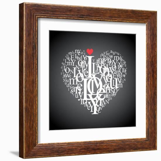 Heart Shape From Letters - Typographic Composition-feoris-Framed Art Print