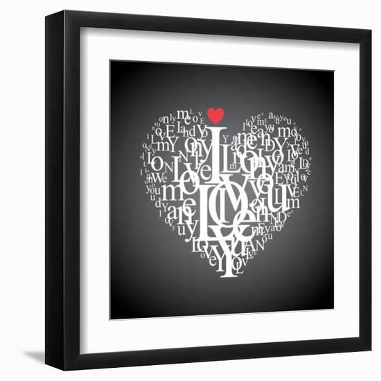 Heart Shape From Letters - Typographic Composition-feoris-Framed Art Print