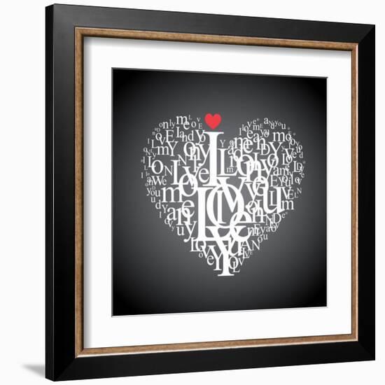 Heart Shape From Letters - Typographic Composition-feoris-Framed Art Print