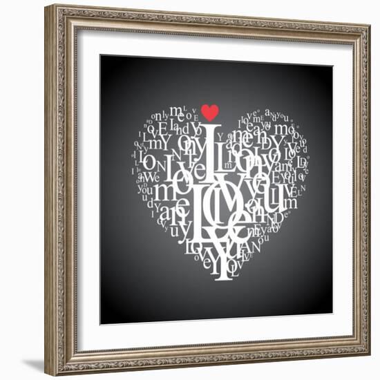 Heart Shape From Letters - Typographic Composition-feoris-Framed Premium Giclee Print