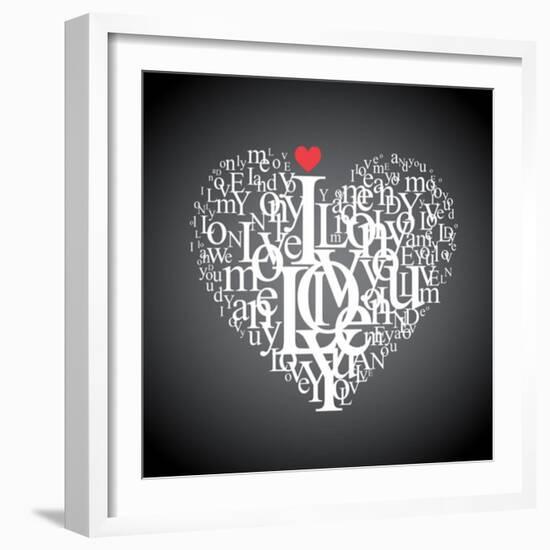 Heart Shape From Letters - Typographic Composition-feoris-Framed Premium Giclee Print