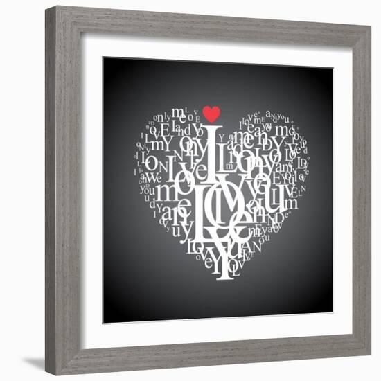 Heart Shape From Letters - Typographic Composition-feoris-Framed Art Print