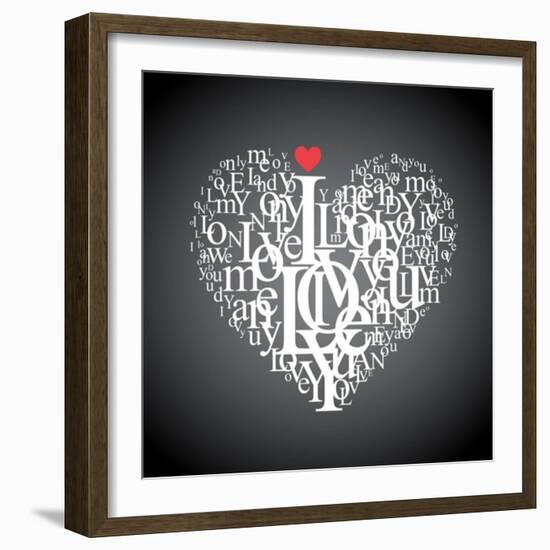 Heart Shape From Letters - Typographic Composition-feoris-Framed Art Print