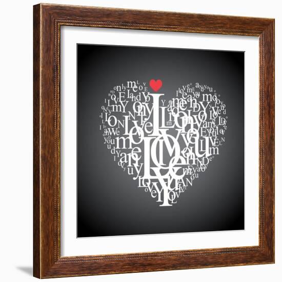 Heart Shape From Letters - Typographic Composition-feoris-Framed Art Print