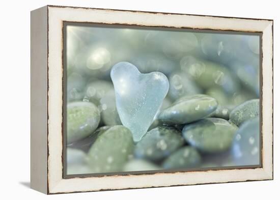 Heart-Shaped Beach Glass and Wet Rocks, Seabeck, Washington, USA-Jaynes Gallery-Framed Premier Image Canvas