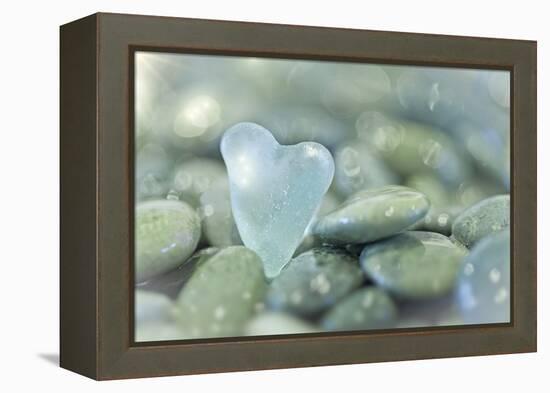 Heart-Shaped Beach Glass and Wet Rocks, Seabeck, Washington, USA-Jaynes Gallery-Framed Premier Image Canvas