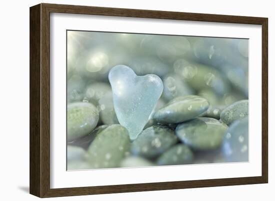 Heart-Shaped Beach Glass and Wet Rocks, Seabeck, Washington, USA-Jaynes Gallery-Framed Photographic Print
