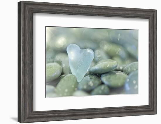 Heart-Shaped Beach Glass and Wet Rocks, Seabeck, Washington, USA-Jaynes Gallery-Framed Photographic Print