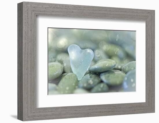 Heart-Shaped Beach Glass and Wet Rocks, Seabeck, Washington, USA-Jaynes Gallery-Framed Photographic Print