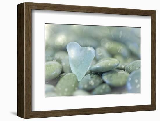 Heart-Shaped Beach Glass and Wet Rocks, Seabeck, Washington, USA-Jaynes Gallery-Framed Photographic Print