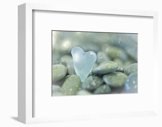 Heart-Shaped Beach Glass and Wet Rocks, Seabeck, Washington, USA-Jaynes Gallery-Framed Photographic Print