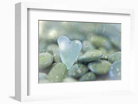 Heart-Shaped Beach Glass and Wet Rocks, Seabeck, Washington, USA-Jaynes Gallery-Framed Photographic Print