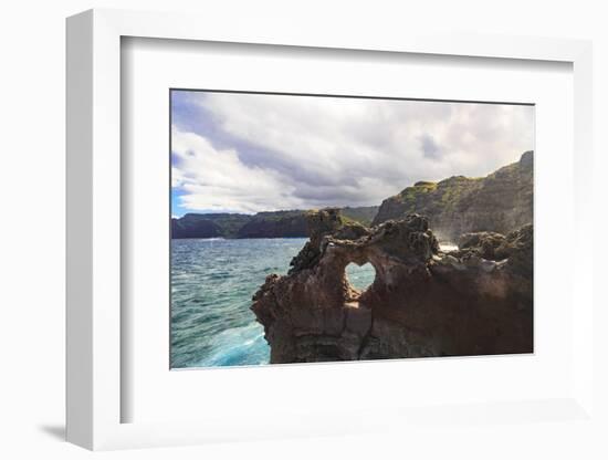 Heart-shaped opening near Nakalele Blowhole, northern tip of Maui, Hawaii-Stuart Westmorland-Framed Photographic Print