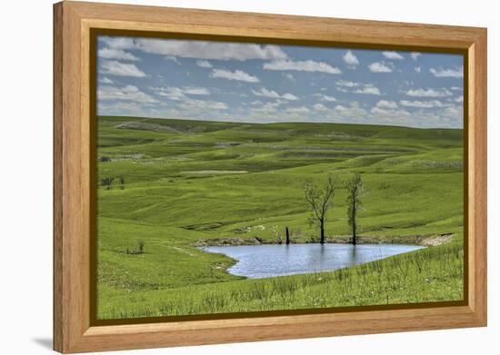 heart shaped pond in the Flint Hills of Kansas-Michael Scheufler-Framed Premier Image Canvas