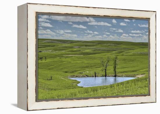 heart shaped pond in the Flint Hills of Kansas-Michael Scheufler-Framed Premier Image Canvas