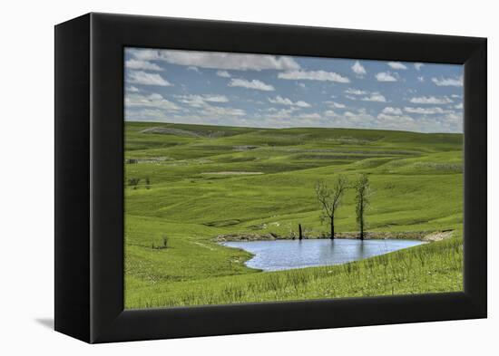 heart shaped pond in the Flint Hills of Kansas-Michael Scheufler-Framed Premier Image Canvas