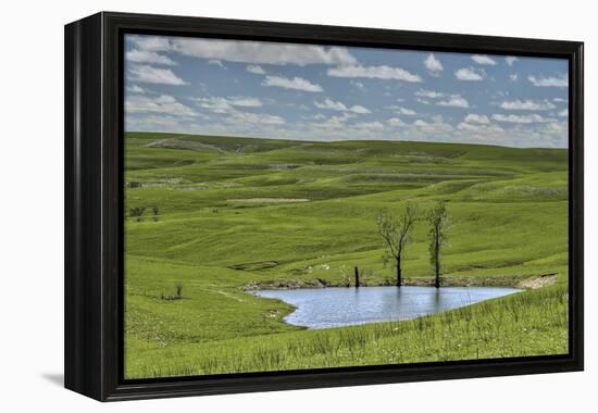 heart shaped pond in the Flint Hills of Kansas-Michael Scheufler-Framed Premier Image Canvas