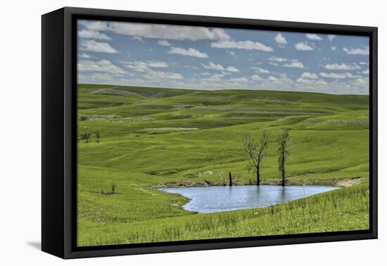 heart shaped pond in the Flint Hills of Kansas-Michael Scheufler-Framed Premier Image Canvas