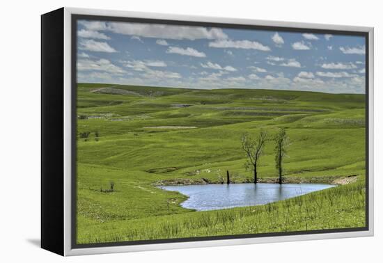 heart shaped pond in the Flint Hills of Kansas-Michael Scheufler-Framed Premier Image Canvas