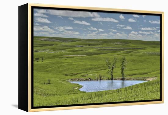 heart shaped pond in the Flint Hills of Kansas-Michael Scheufler-Framed Premier Image Canvas