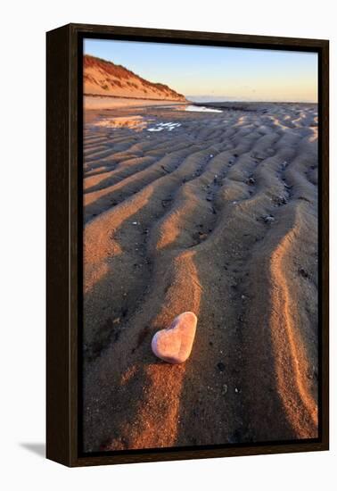 Heart-Shaped Quartz on the Beach. Great Island Trail, Wellfleet, Massachusetts-Jerry and Marcy Monkman-Framed Premier Image Canvas