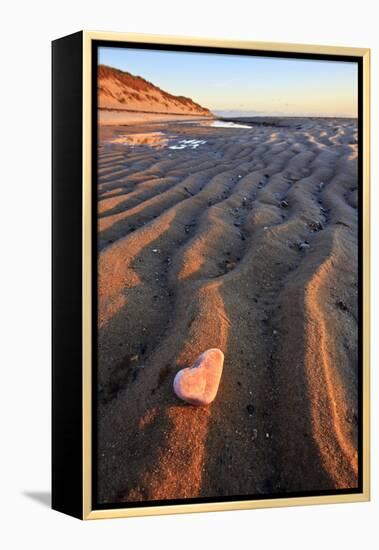 Heart-Shaped Quartz on the Beach. Great Island Trail, Wellfleet, Massachusetts-Jerry and Marcy Monkman-Framed Premier Image Canvas