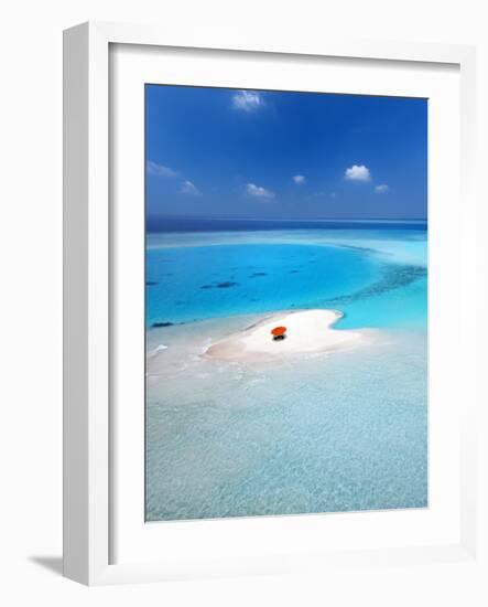 Heart shaped sandbank, The Maldives, Indian Ocean, Asia-Sakis Papadopoulos-Framed Photographic Print