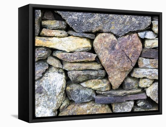 Heart-shaped stone in a wall, Rodel, Harris, Scotland-Niall Benvie-Framed Premier Image Canvas