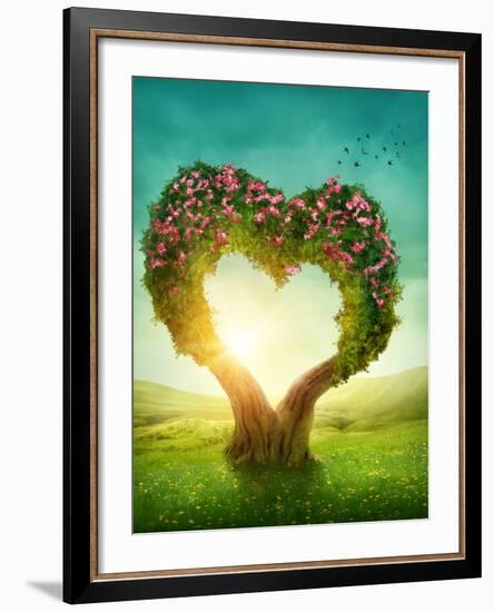 Heart Shaped Tree in the Meadow-egal-Framed Premium Photographic Print