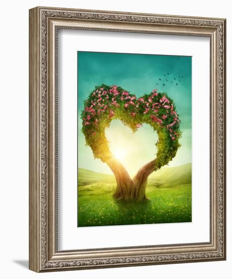 Heart Shaped Tree in the Meadow-egal-Framed Photographic Print