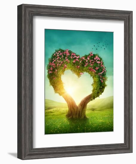 Heart Shaped Tree in the Meadow-egal-Framed Photographic Print