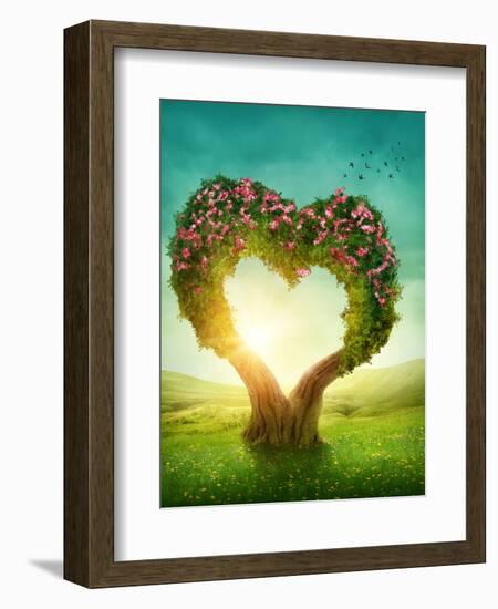 Heart Shaped Tree in the Meadow-egal-Framed Photographic Print