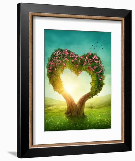 Heart Shaped Tree in the Meadow-egal-Framed Photographic Print